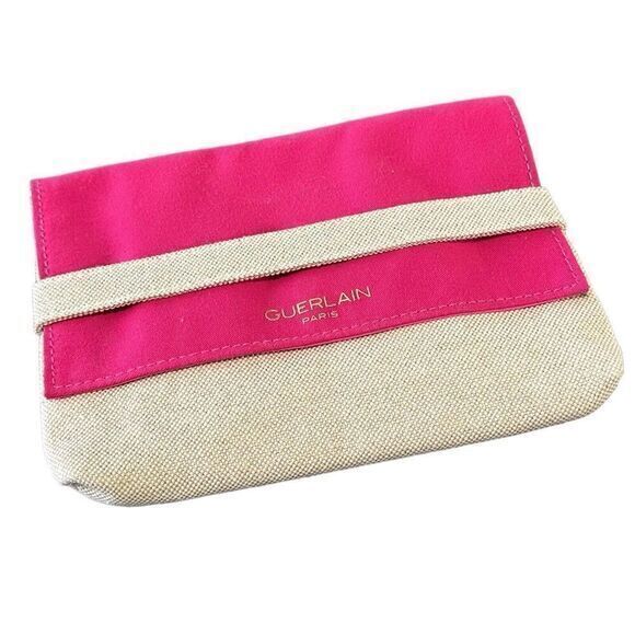 GUERLAIN Pink &‎ Beige Canvas Makeup Cosmetic Bag / Pouch / Case, Brand NEW!! - Picture 1 of 6